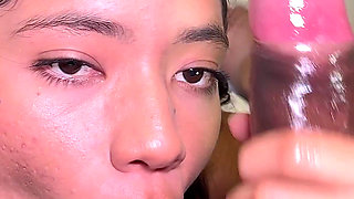 Blowjob POV with Huge Meat Dildo