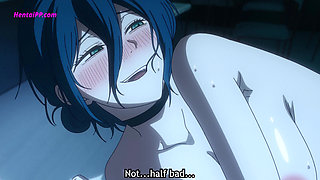 Denji Fucks Reze From Behind, Grips Her Hips, She Bites His Arm as He Cums Inside
