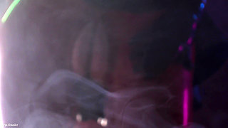 Latex curvy girl in the smoke Arya Grander