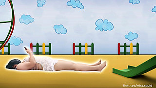 Miss Squid Exercises in White Lingerie