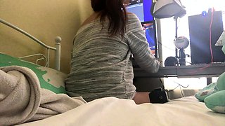 Cute amateur masked asian teen girl toying pussy on cam