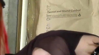 Stockinged slut gets spanked by lezdom before machine fucks her ass