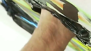 Tattooed MILF gets a hard dick in a gloryhole