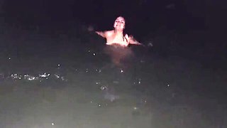 Naughty Teen Gets Naked On Beach At Night - Boyfriend Films Her Hot Solo Action