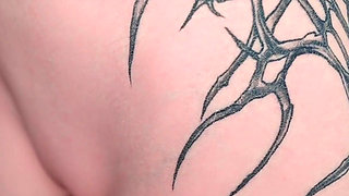Pink Hair Stepsister Jerks My Huge Cock, Deepthroats Close-up, Rubs Massive Dick on Bald Pussy & Takes Cum in Panties She Wears