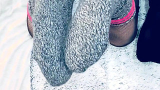 An Irresistible Outfit: Sporty Socks and Fishnet Stockings