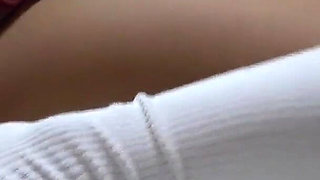 Micro Mini Skirt, Short Student Uniform, Thong G-string Panties, Busty Tanned Japanese Girl's Sexy Exercise to Tone up Body