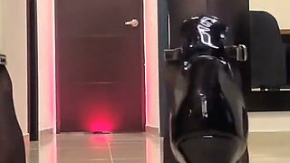 Sexy Parade Walking in High Heels Black Stockings Posing