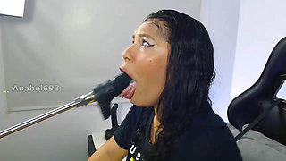 Hungry Ana Explodes Semen on Her Pretty Face While Fucking Herself with Her Sex Machine