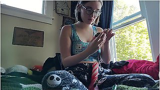 Early morning pajama smoke and masturbation session