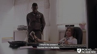 Big-titted French schoolgirl Mina Sauvage's first DP and ass fucking in interracial threesome