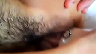 Giant Dildo in Pierced Pussy - Asian Amateur Gapes