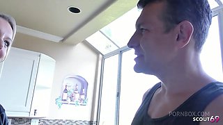 Sexy wife with Big Tits and Clit in Fishnet Stockings at Rough Cheating Fuck when her husband is away