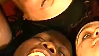 Brunette Bukkake Slut Gets Her Face Completely Covered