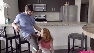 Step Brother Tricks Redhead Sister Into Massage - Demands Pussy Worship