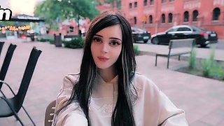 Public getting off with a gigantic salami in a crowded