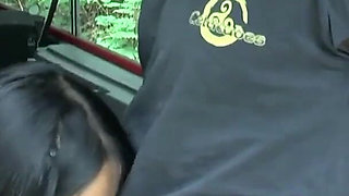 A car sex with the sexy MILF in stockings who likes it in the ass