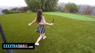 Small step daughter struggles to put her step daddy's big shaft in her petite mouth - teamskeet