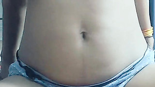 Single girl playing with her huge boobs