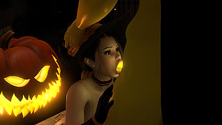 Sexy Witch Fucks the Pumpkin King on Halloween