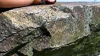 Blonde and her outdoor solo masturbation