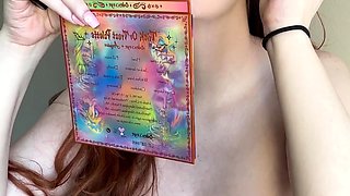Amateur redhead Dasha with glasses masturbates