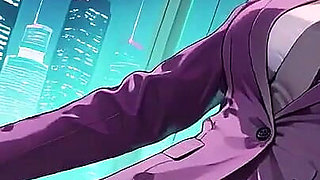Blonde Boss in Purple Suit! Office Train Private Moments. She's Multitasking with Files While Secretly Adjusting Her Skirt...