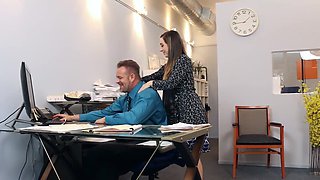 Bambi's juicy lips wrap around Tony in a steamy office tryst