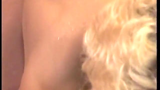 Hairy MILF slut masturbates under shower