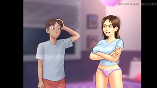 Stepson fantasizes about his landlady's enormous boobs during summertime saga