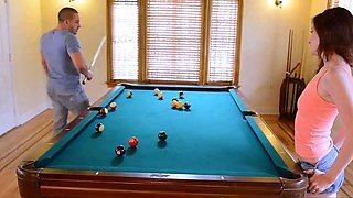 Hailey Little Rides a Cock on Top of a Pool Table