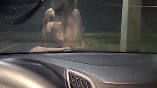 Masked milf gets fucked on a car hood, where her husband sits in there and films it