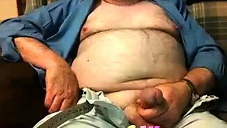 Hairy Grandpa Bear Strokes His Big Cock