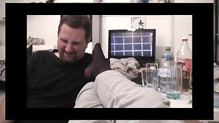 Feet in pantyhose stuffed in slave's mouth
