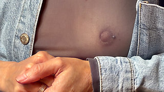 Completely exposing my boobs and nipples in a sheer blouse in a public place