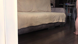 A Neighbor Watches a Mature Housewife with a Juicy Ass in Nylon Pantyhose Through an Open Window.
