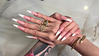 French Manicure Long Nails and Long Fingers