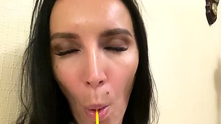 Cute curly brunette solo webcam masturbation