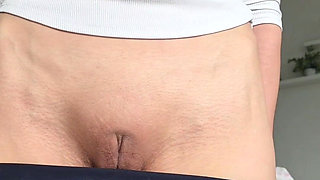 Braless Nipples Through White Shirt Leggings Strip to Rear Pussy Spread