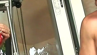 Busty blonde Donna Bell takes a cock in her ass at the gym