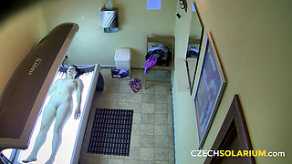 Czech Solarium 184: Brunette Beauty Visits Solarium for Round 2