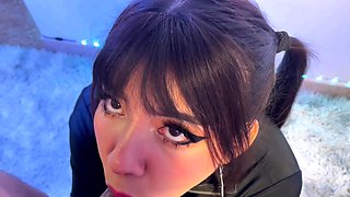 Small titted brunette teen fingering on the bed