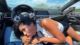 Rough Outdoor Fuck on the Car in Montenegro- Sexy Brunette Latina Show Extreme Blowjob and Fuck Doggy Style in POV