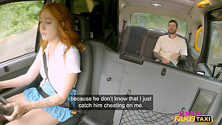 Female Fake Taxi - Polish redhead Cherry Candle caught cheating blowjob pussy licking hot public sex