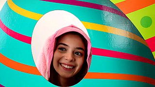 Easter bunny teen stepsister eats stepbrother his big carrot