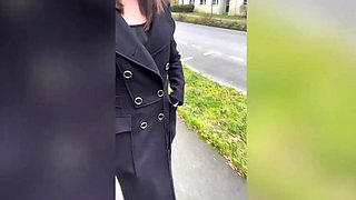 Busty amateur ExGf outdoor blowjob with facial
