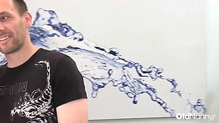 OldNanny - Sexy Granny In Latex Seduces Young Stud For Intense Blowjob