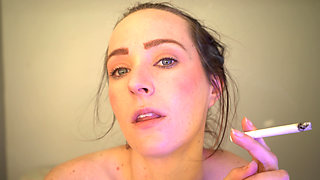 Sexy Close up Cute Smoking Session - Petite Redhead Lip Tease