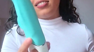 Hot Brunette with Small Breasts Swallowing a Huge Cock