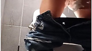 Public Toilet Pee Pissing Fetish Brunette
